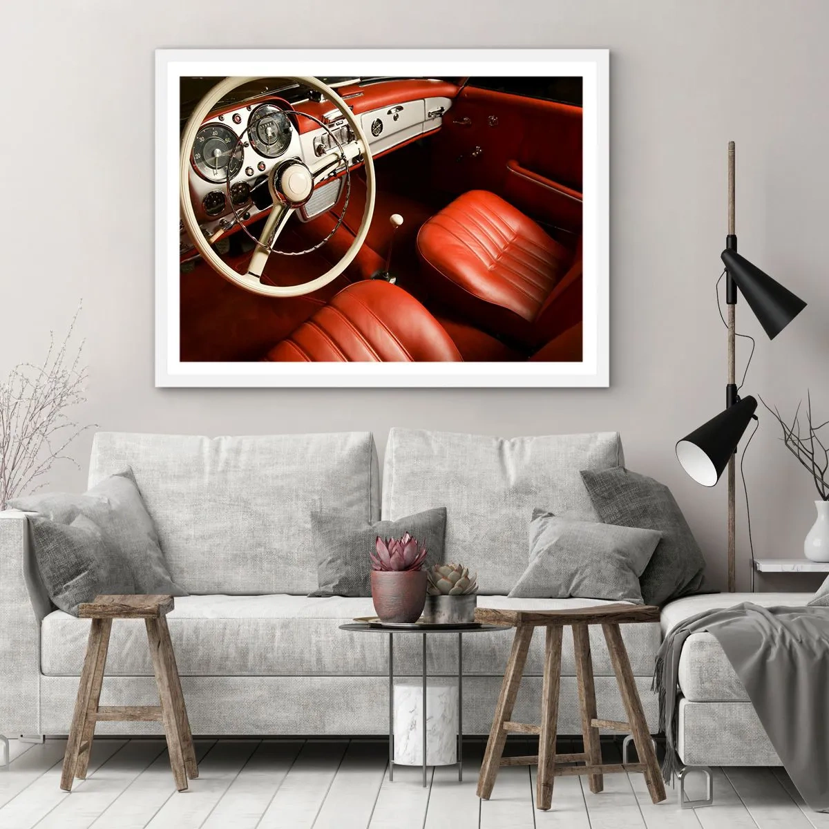Affisch i vit ram - Lyx i vintage stil - 100x70 cm