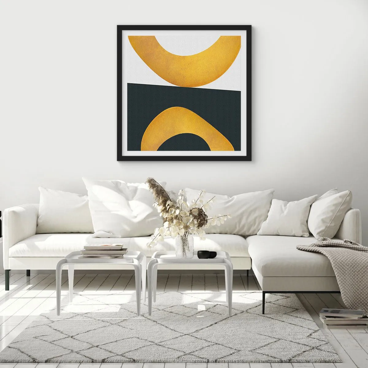 Affisch i svart ram - Öfr det första: guld - 60x60 cm