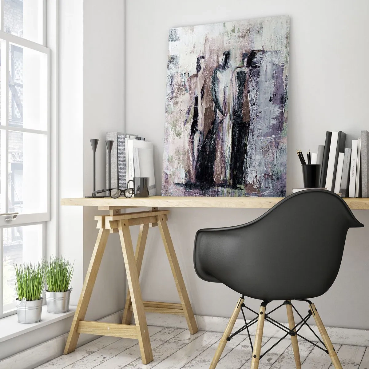 Glastavla - Bild på glas - De mystiska tre - 80x120 cm