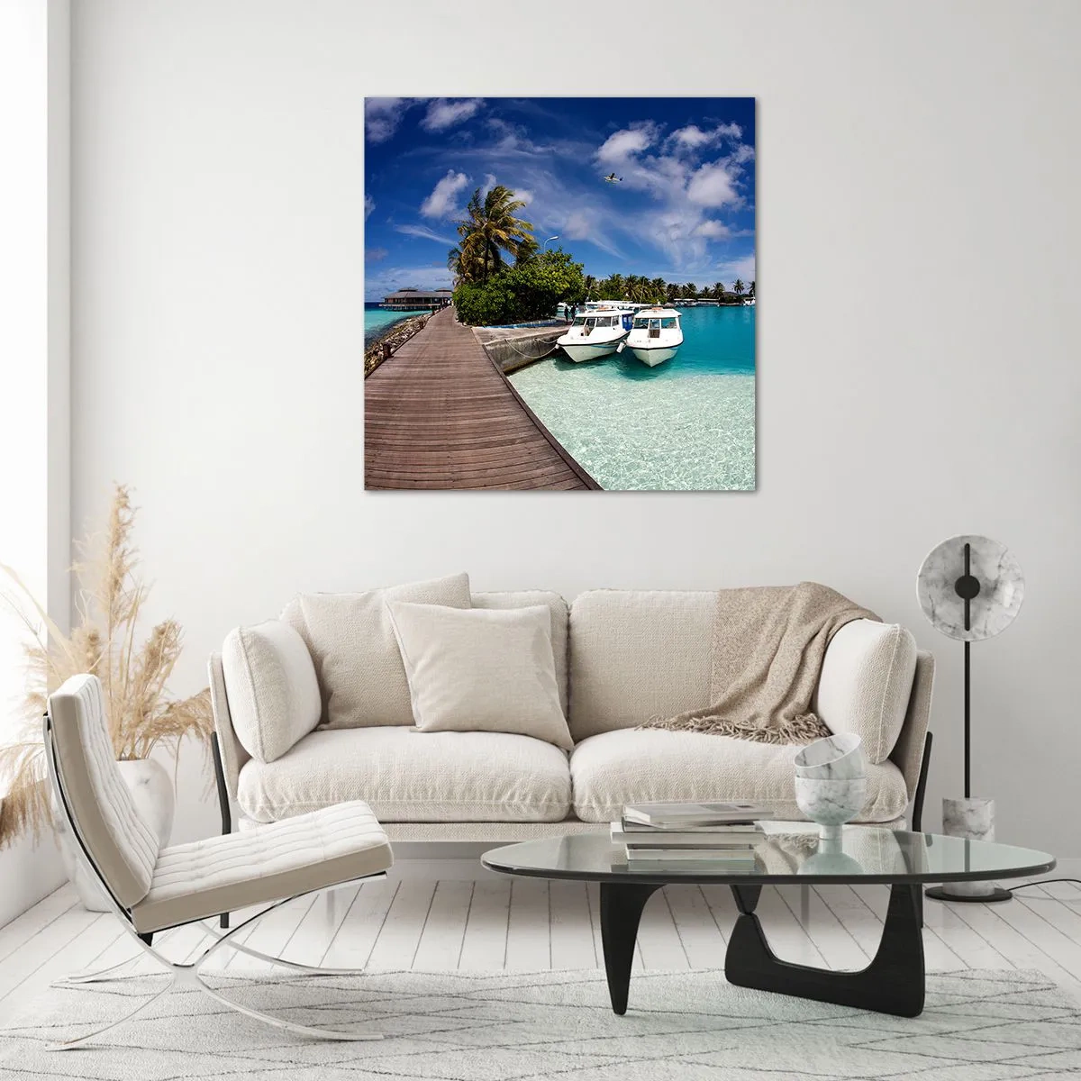 Glastavla - Bild på glas - Paradiset finns - 40x40 cm