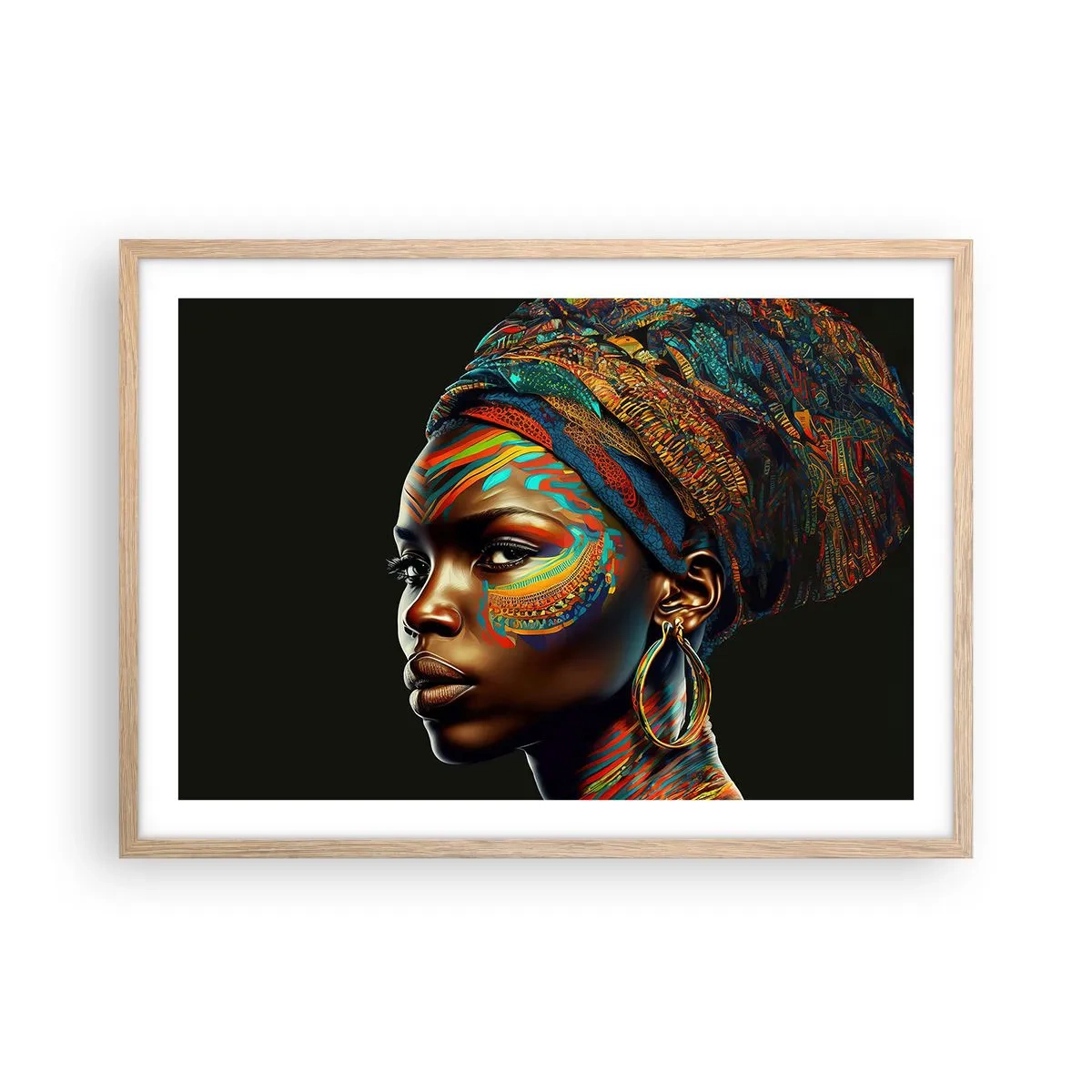 Affisch i ram av ljusek - Afrikansk drottning - 70x50 cm
