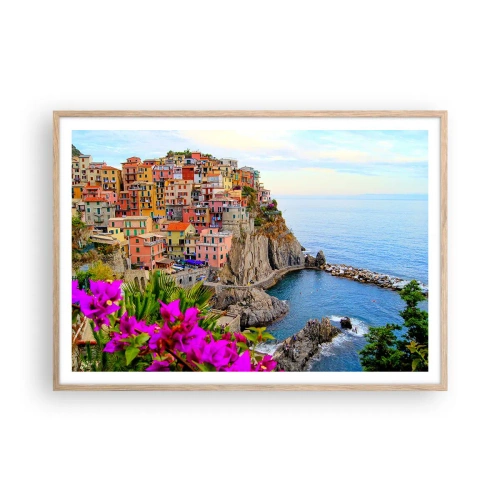 Affisch i ram av ljusek - Skrattande stad - 100x70 cm