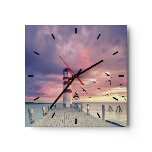 Väggklocka - Klocka på glas - Dags att bege sig till hamnen - 30x30 cm