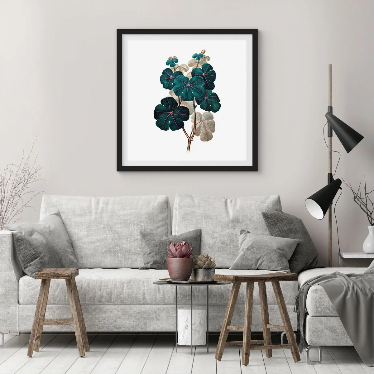 Affisch i svart ram - Från ett gammalt herbarium - 60x60 cm