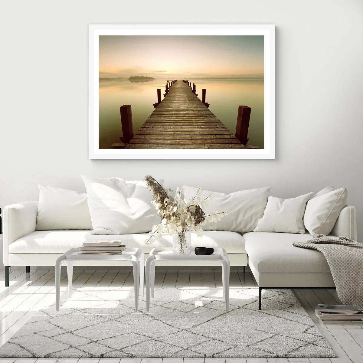 Affisch i vit ram - Förgryning, gryning, ljus - 50x40 cm