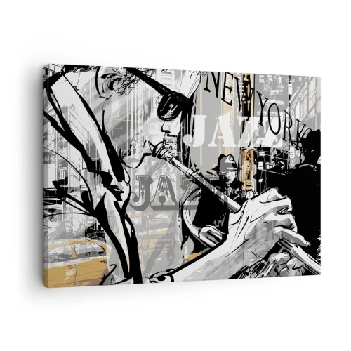 Canvastavla - Bild på duk - New Yorks jazzscen - 70x50cm - I New Yorks rytm - Modern väggdekoration för vardagsrum och sovrum ARTTOR