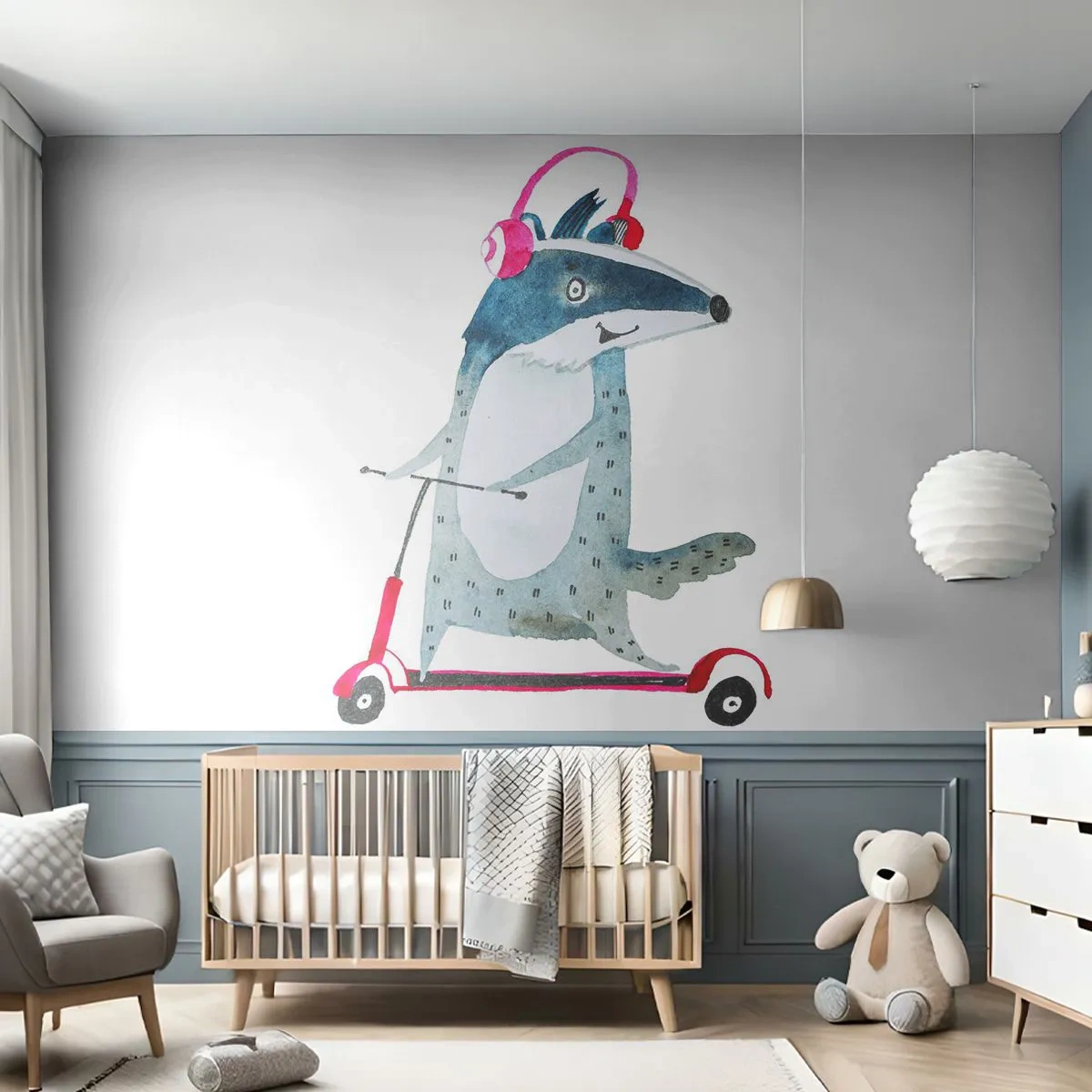 Självhäftande Fototapet Deluxe Sticker - Grävlingens glädje - Barns, Skoter, Djur - 100x70 cm
