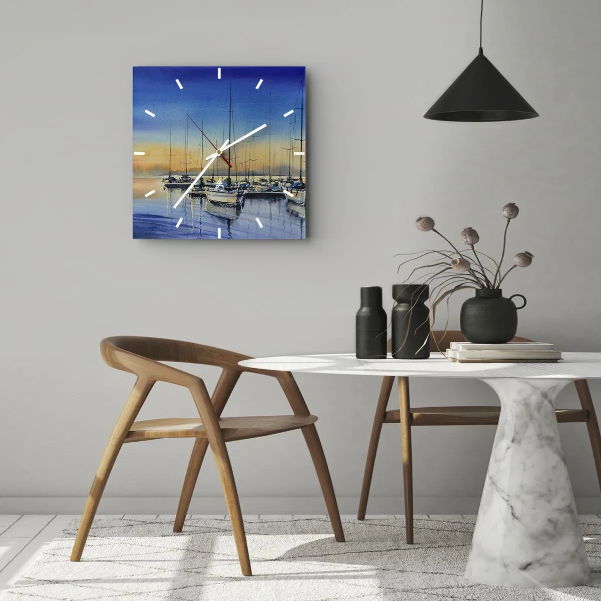 Väggklocka - Klocka på glas - Slutet på en bra dag - 40x40 cm