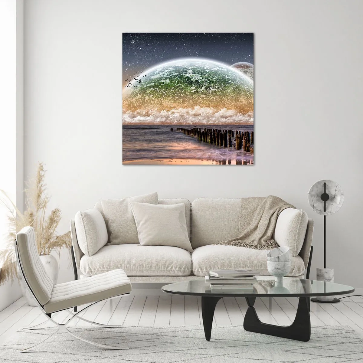 Glastavla - Bild på glas - Och världen uppstod ur vatten - 40x40 cm