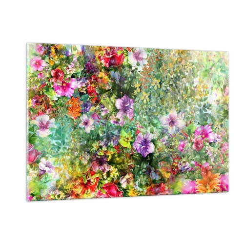 Glastavla - Bild på glas - Ta en dopp i blommorna - 120x80 cm