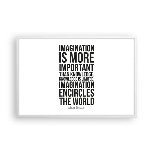 Affisch i vit ram - Einstein om fantasins styrka - 91x61 cm