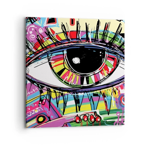 Canvastavla - Bild på duk - Färgglatt öga - färgglad själ - 70x70 cm