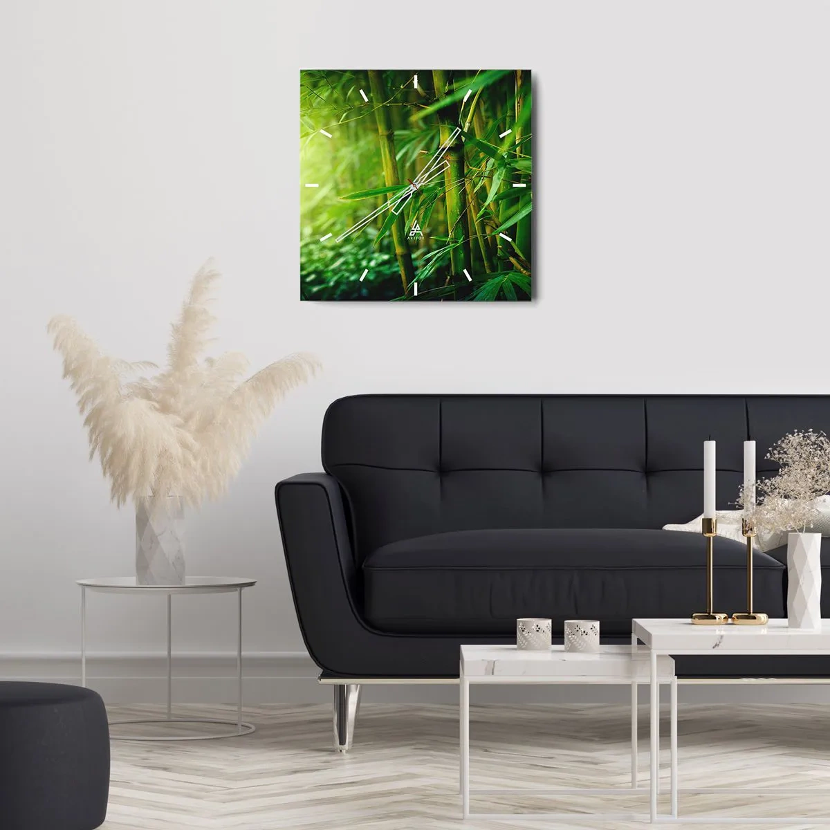 Väggklocka - Klocka på glas - Lär känna grönskan i sig - 40x40 cm