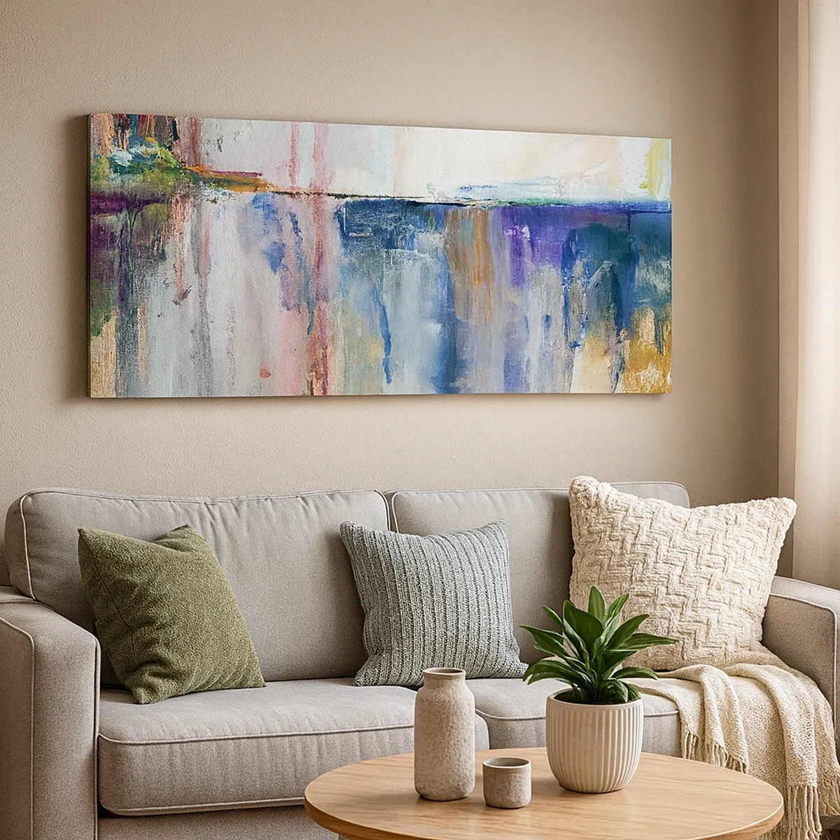 Canvastavla - Bild på duk - Färgrika intryck och associationer - 30x30 cm