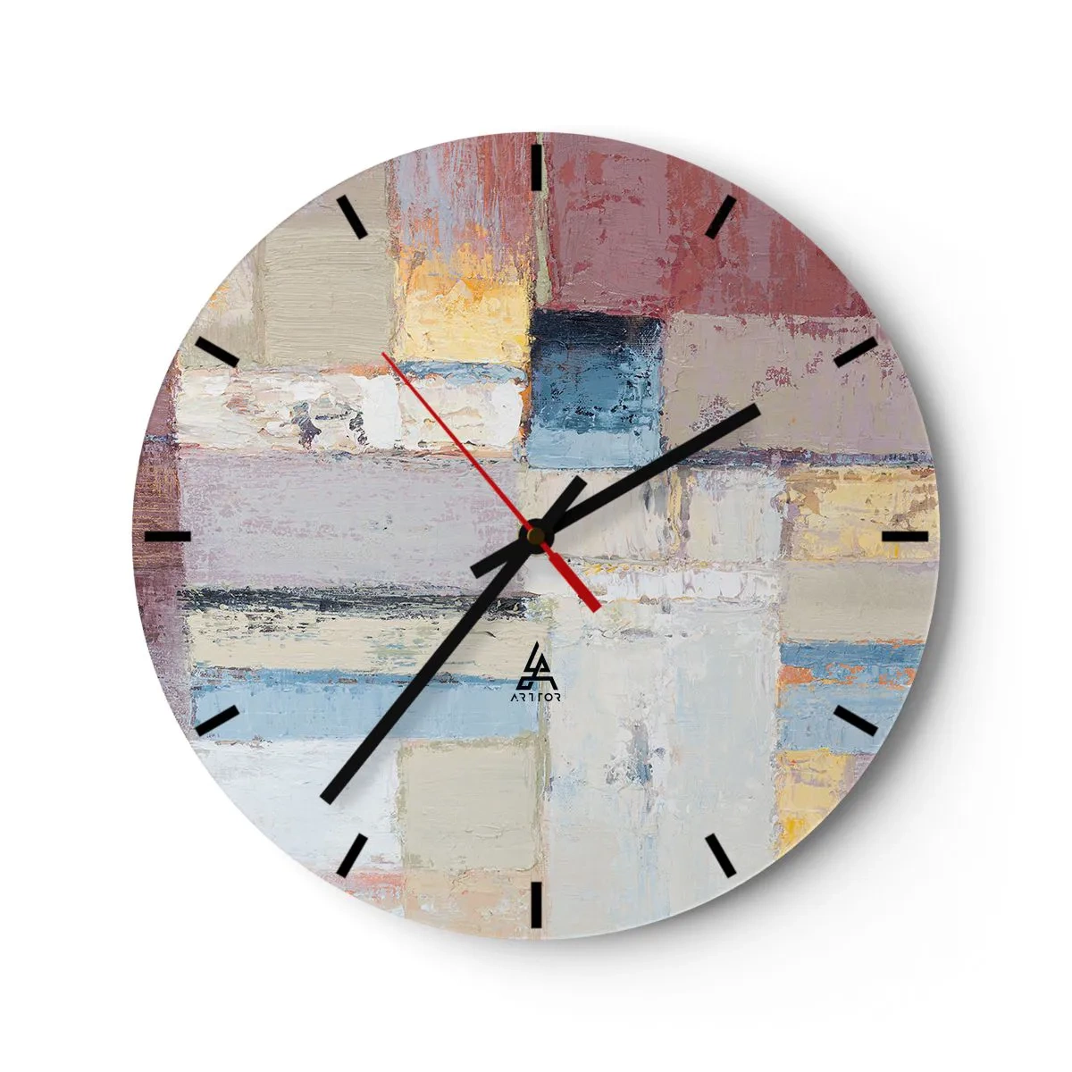 Väggklocka - Klocka på glas - Geometrins lugn - 40x40 cm
