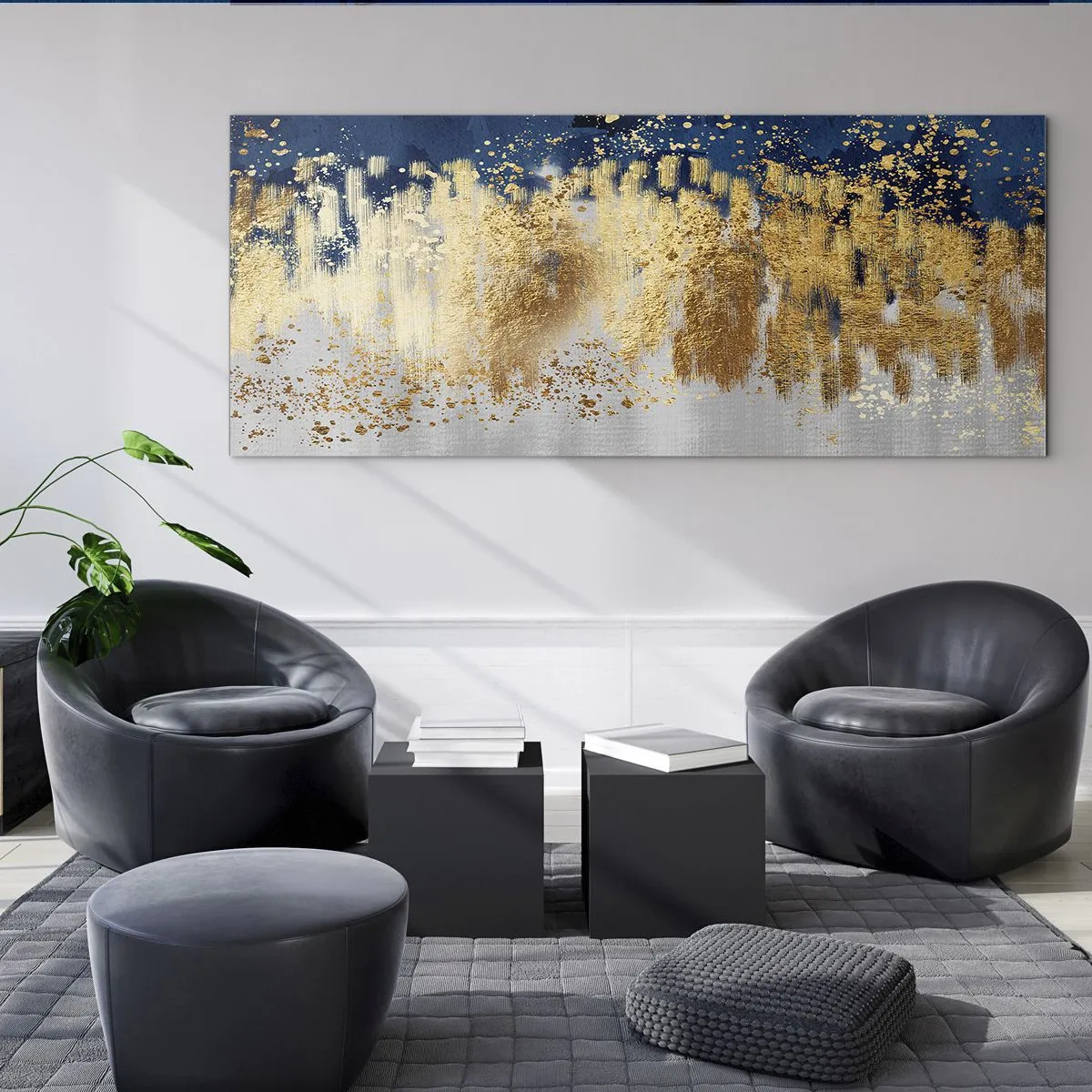 Glastavla - Bild på glas - Modern komposition med blixt - 100x40 cm