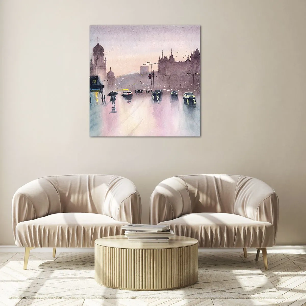 Glastavla - Bild på glas - I regnig dimma - 40x40 cm