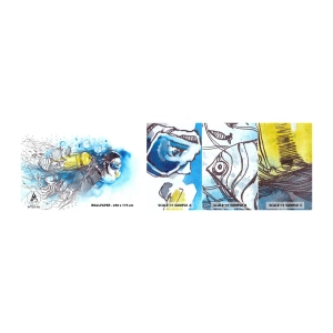 Provbit av självhäftande fototapet Deluxe Sticker - Det stora blåa - Dykning, Fisk, Sport - 100x30 cm