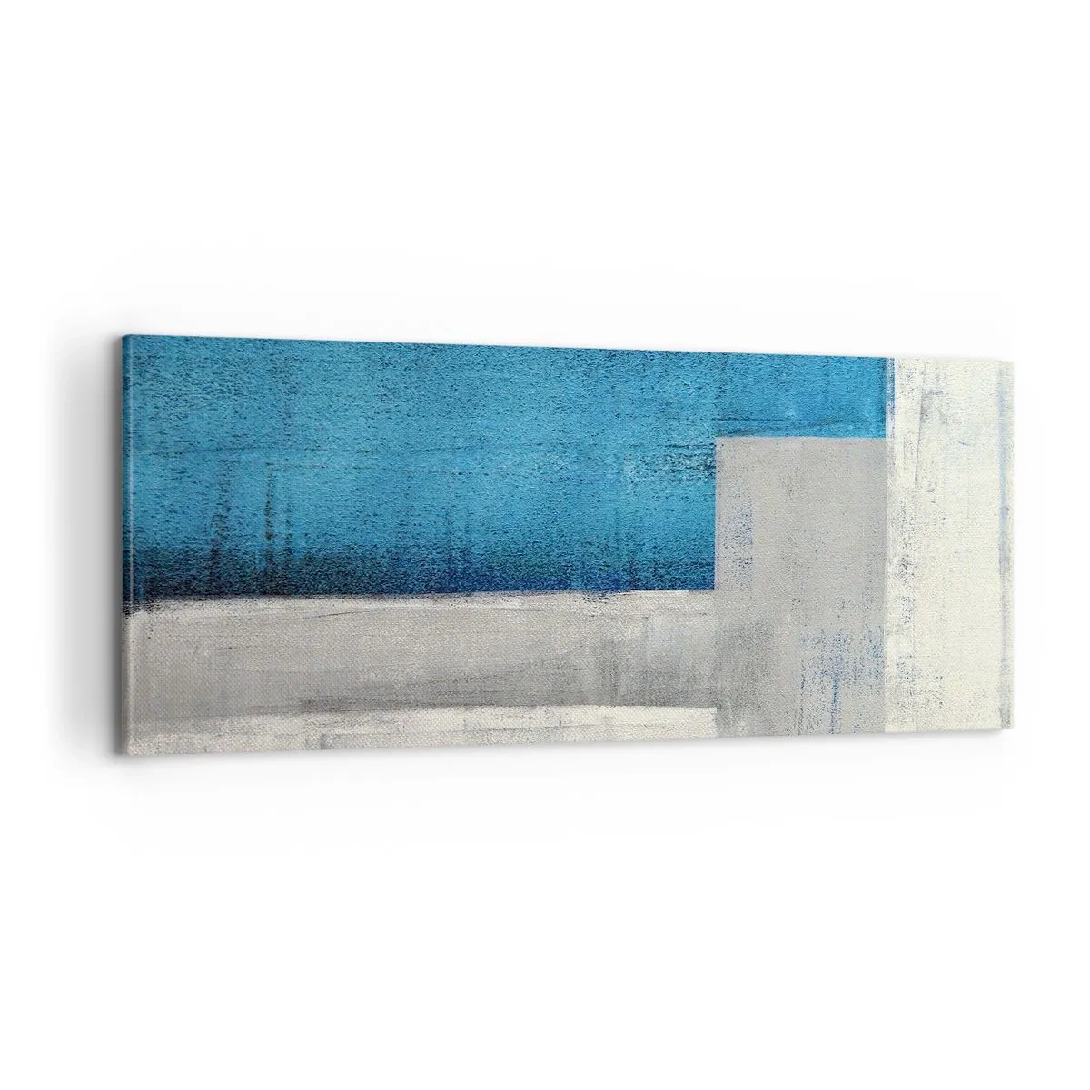 Canvastavla - Bild på duk - Poetisk komposition av grått och blått - 100x40 cm