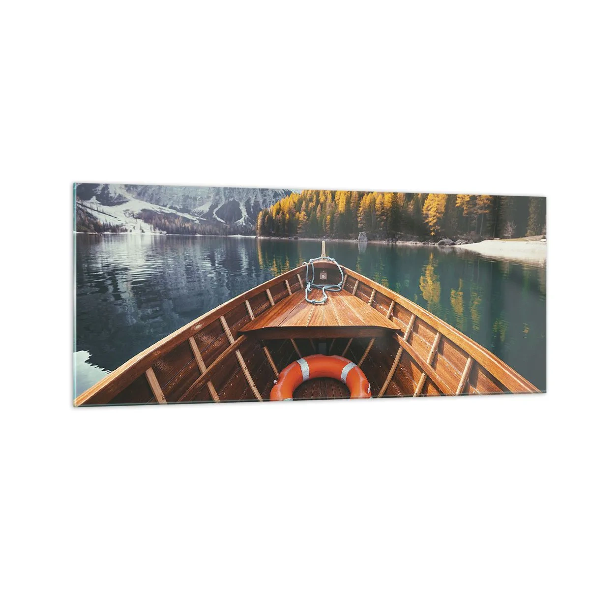 Glastavla - Bild på glas - Utflykt i fjällen - 100x40 cm