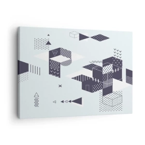 Canvastavla - Bild på duk - Modern geometrisk grafik i nyanser av vitt och marinblått - 70x50cm - I matematikerns själ - Modern väggdekoration för vardagsrum och sovrum ARTTOR