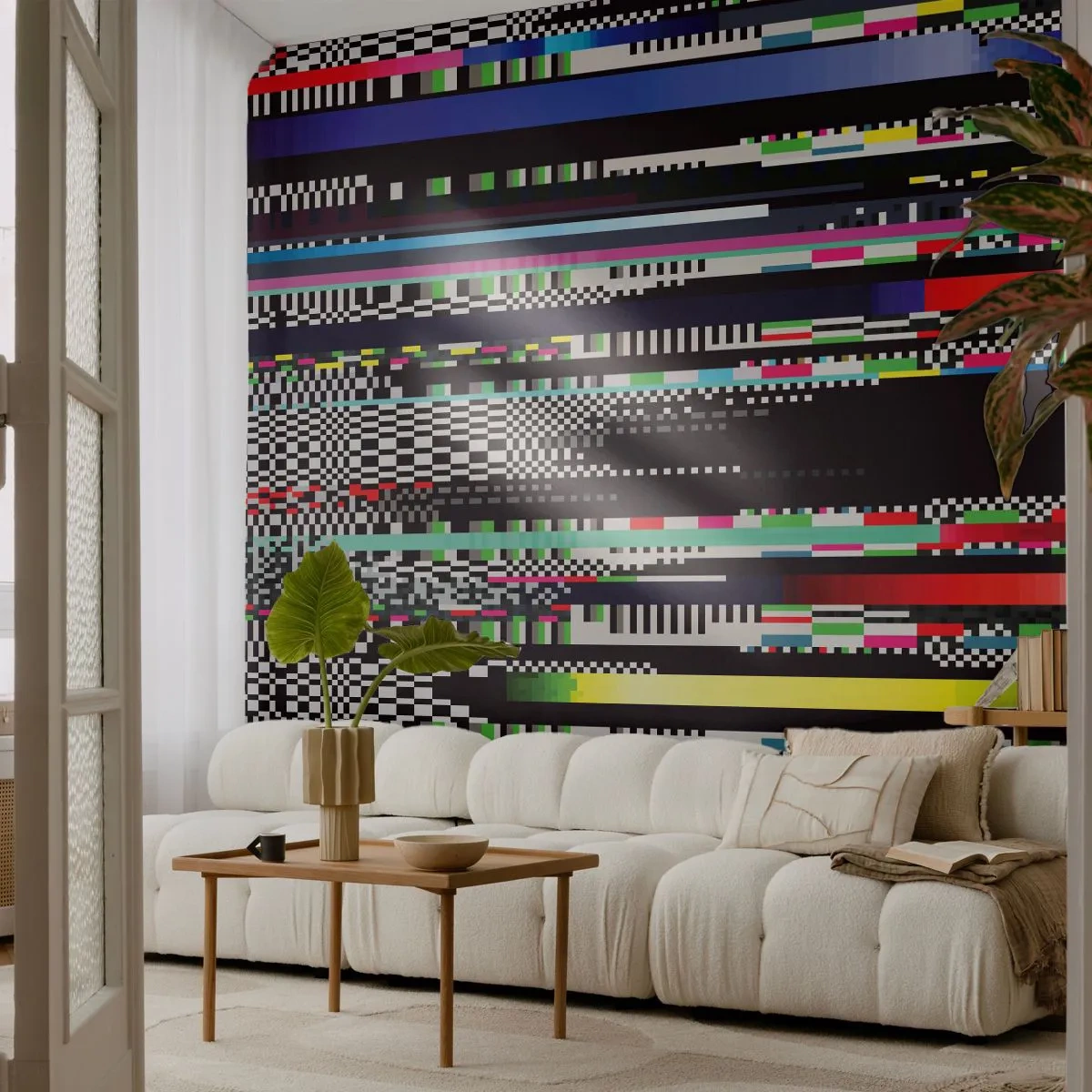 Självhäftande Fototapet Deluxe Sticker - Verklighetens kontrollbild - Abstraktion, Bit, Digitalt brus - 250x175 cm