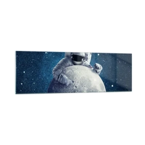Glastavla - Bild på glas - Skojare i rymden - 160x50 cm