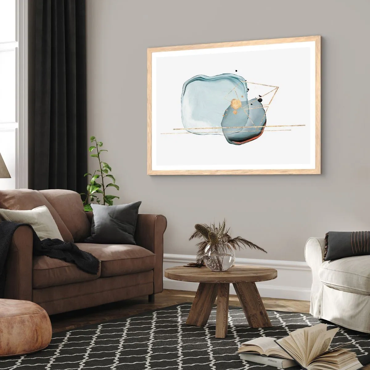 Affisch i ram av ljusek - En studie av droppar - 100x70 cm