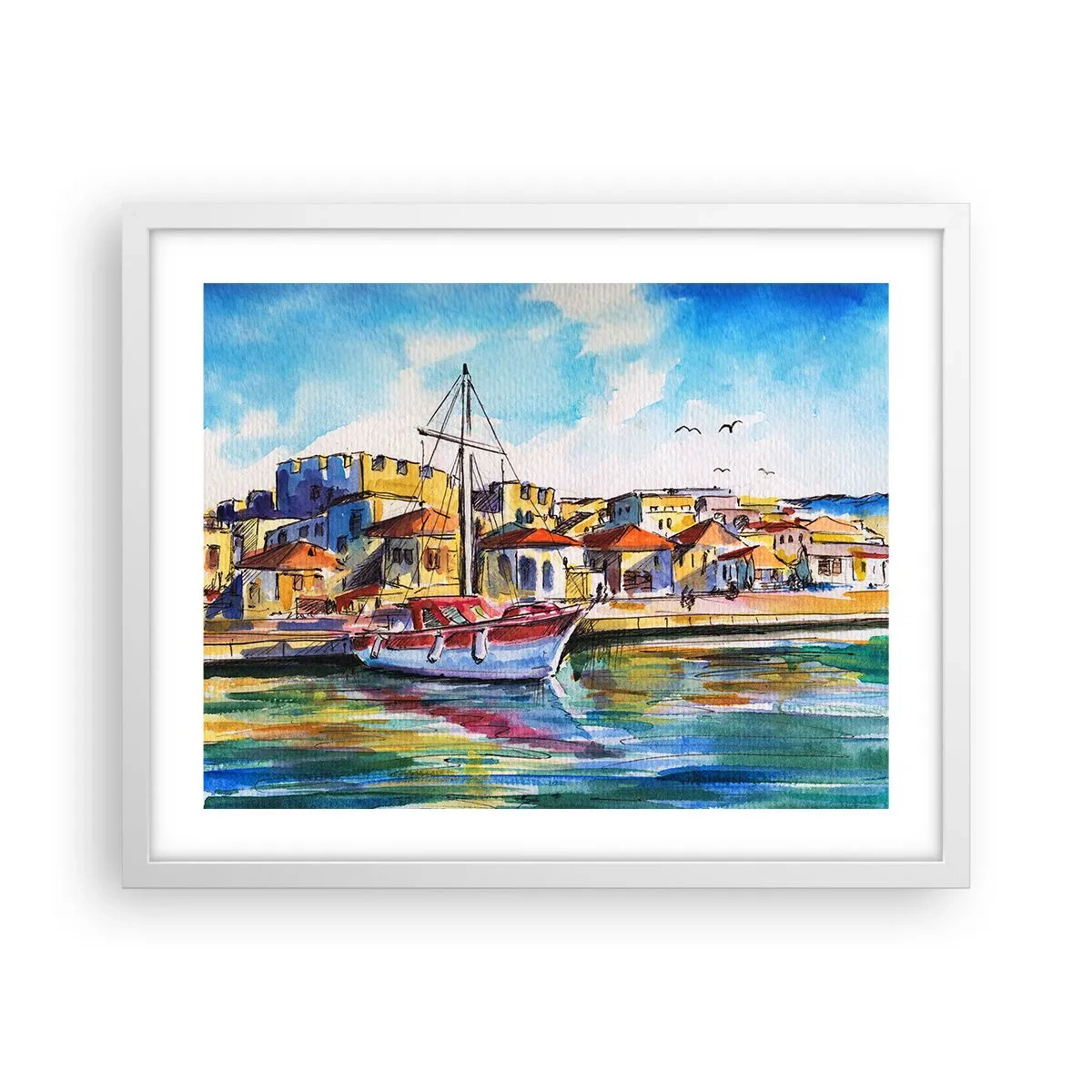 Affisch i vit ram - Regnbågseftermiddag - 50x40 cm