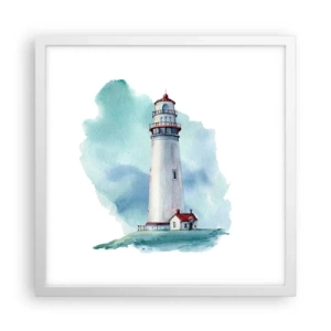 Affisch i vit ram - Milda syster av det blåa - 40x40 cm