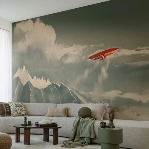 Fototapet Premium Canvas - Orädd pionjär - Abstraktion, Plan, Bergslandskap - 100x70 cm