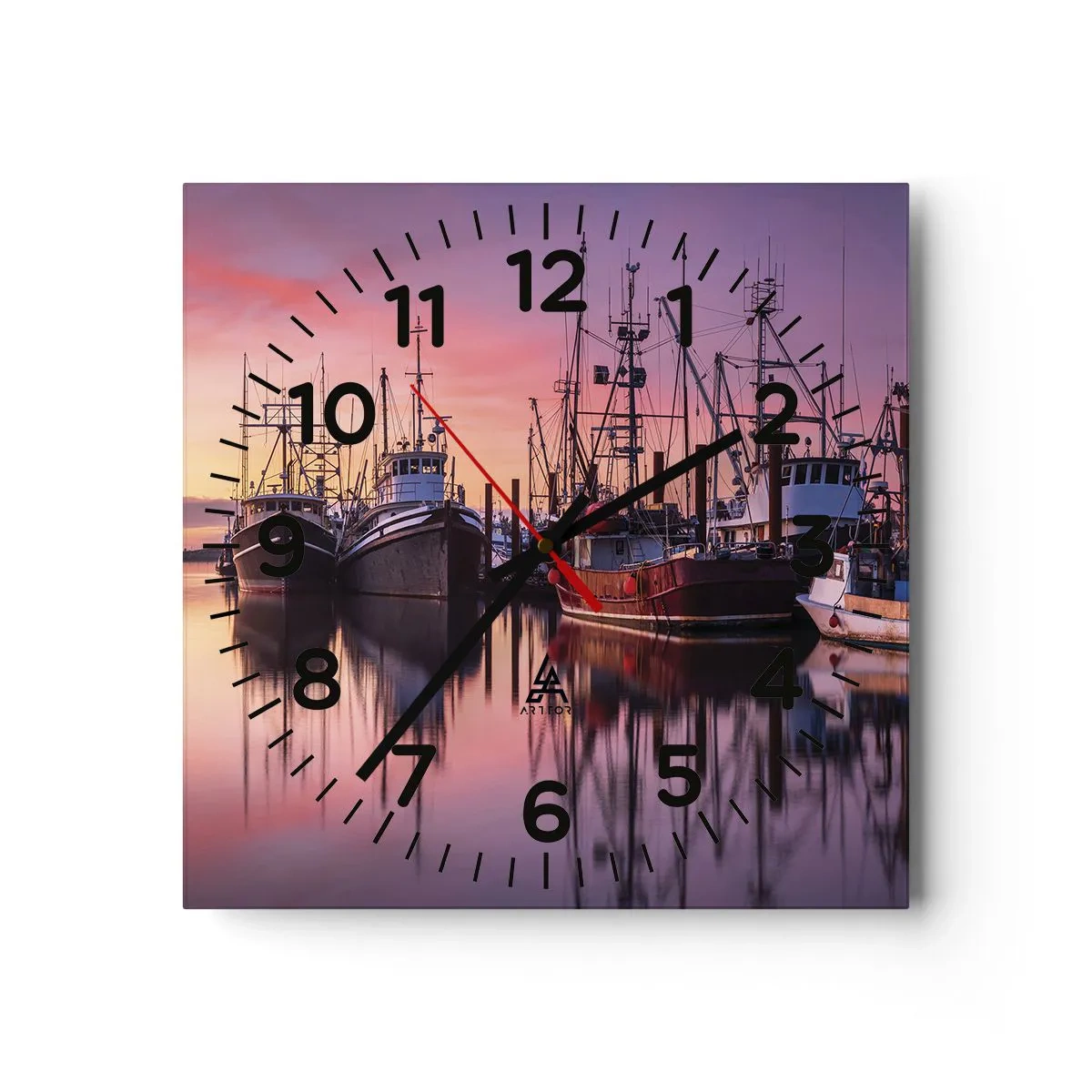 Väggklocka - Klocka på glas - Inför nästa dag - 40x40 cm