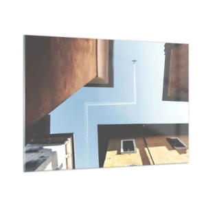 Glastavla - Bild på glas - Ovanför stadens labyrint - 100x70 cm