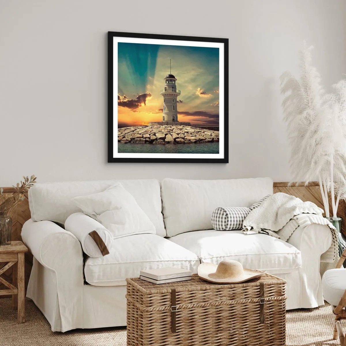 Affisch i svart ram - Ljus - Godhet - Skönhet - 60x60 cm