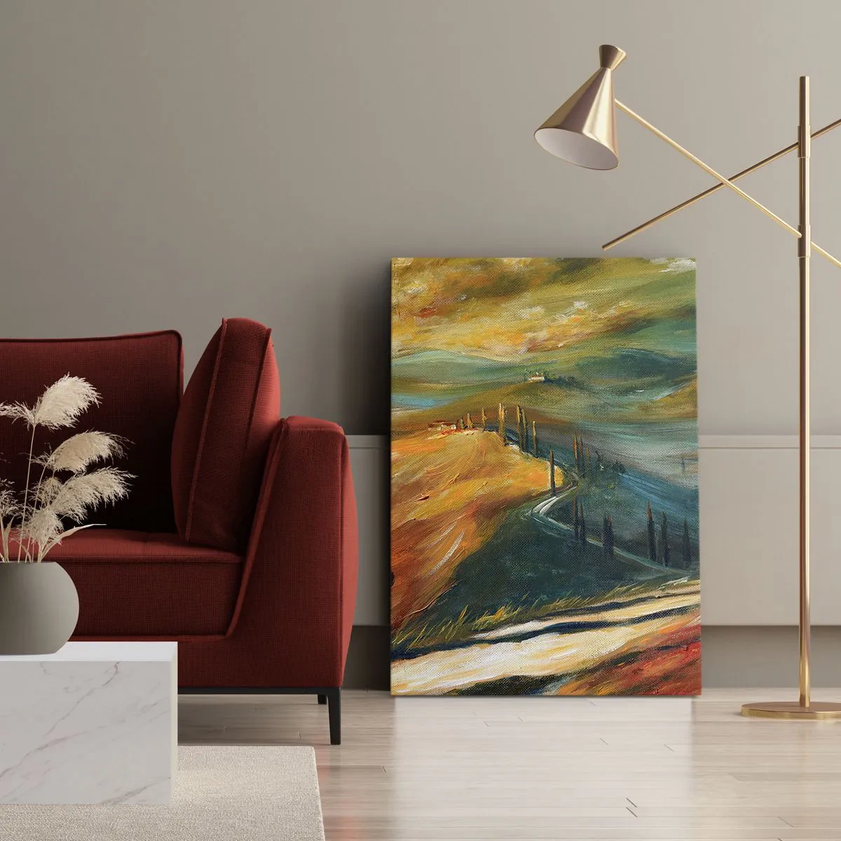 Canvastavla - Bild på duk - Toskanskt landskap - 50x70 cm