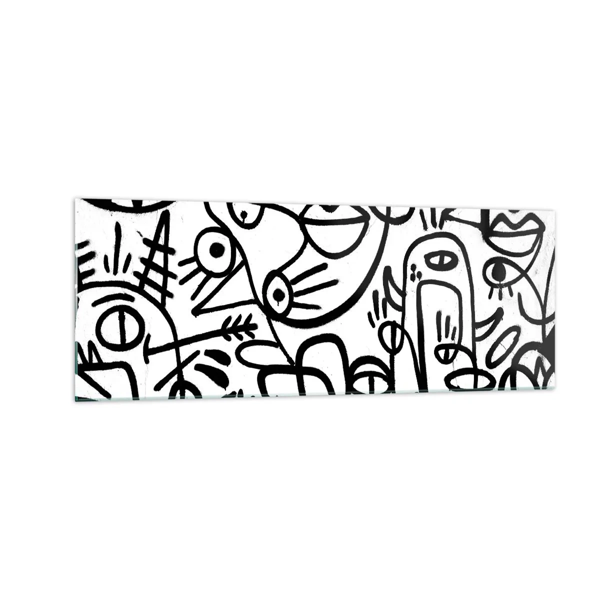 Glastavla - Bild på glas - Ansikten och hägringar - 140x50 cm