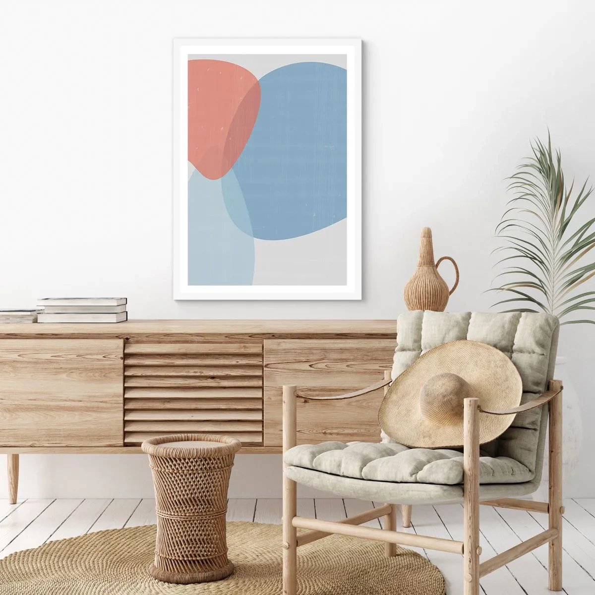 Affisch i vit ram - Pastellfärgade relationer - 40x50 cm