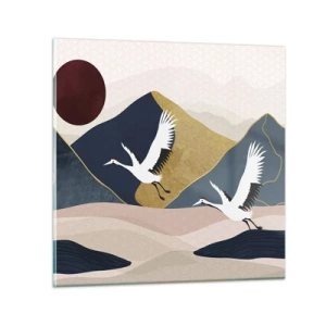 Glastavla - Bild på glas - Nästa dag FLUGIT iväg - 30x30 cm