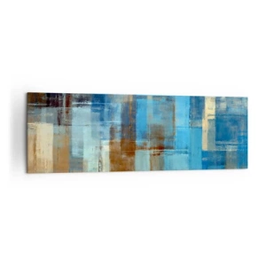 Canvastavla - Bild på duk - Genom blåa gardinen - 160x50 cm