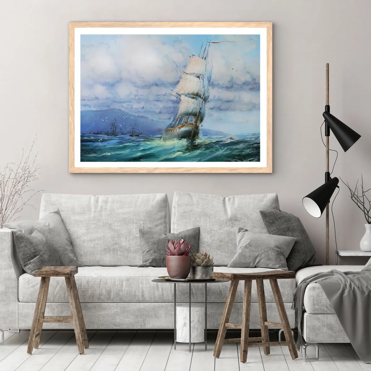 Affisch i ram av ljusek - Goda vindar - 100x70 cm