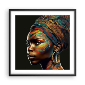 Affisch i svart ram - Afrikansk drottning - 50x50 cm