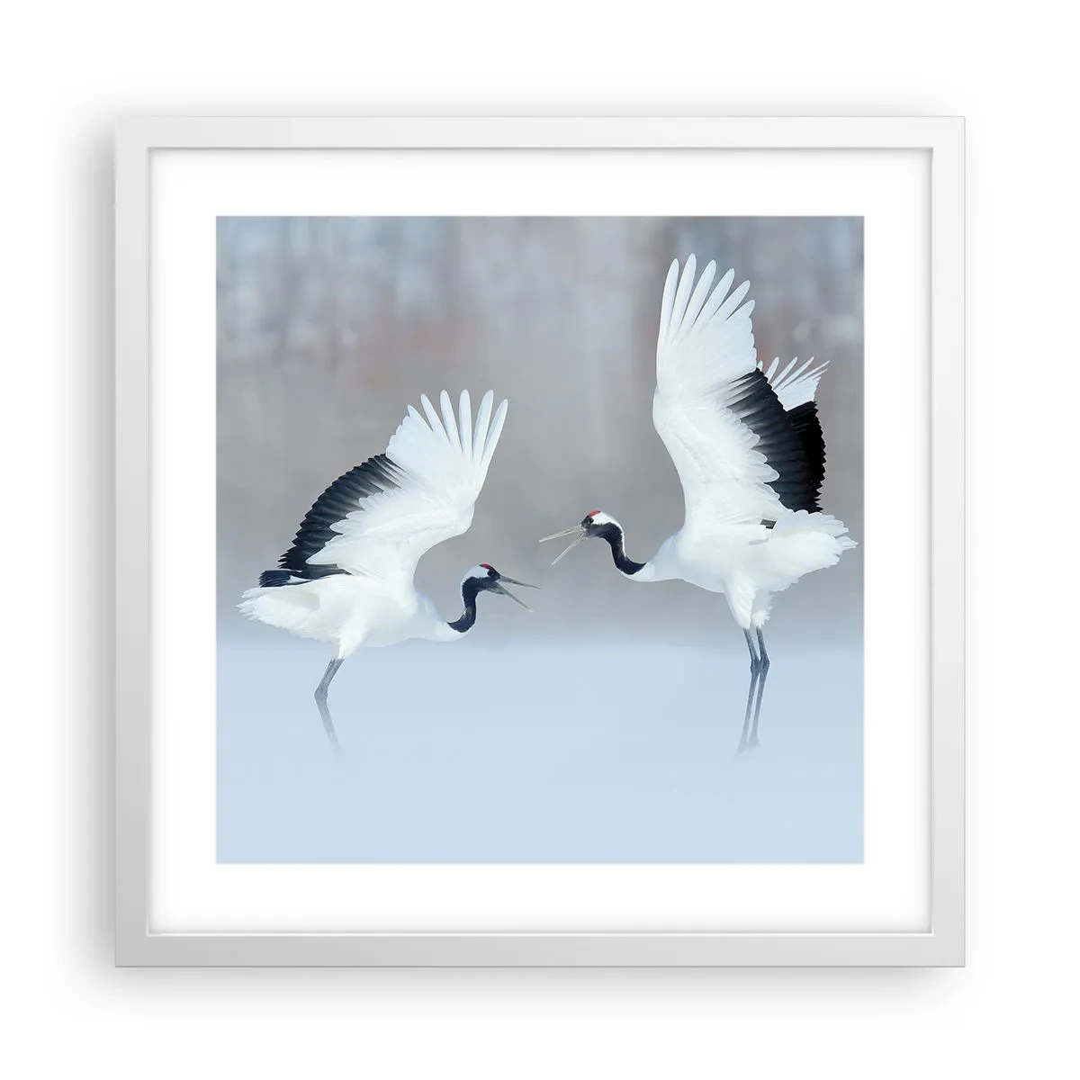 Affisch i vit ram - Dansen i dimman - 40x40 cm