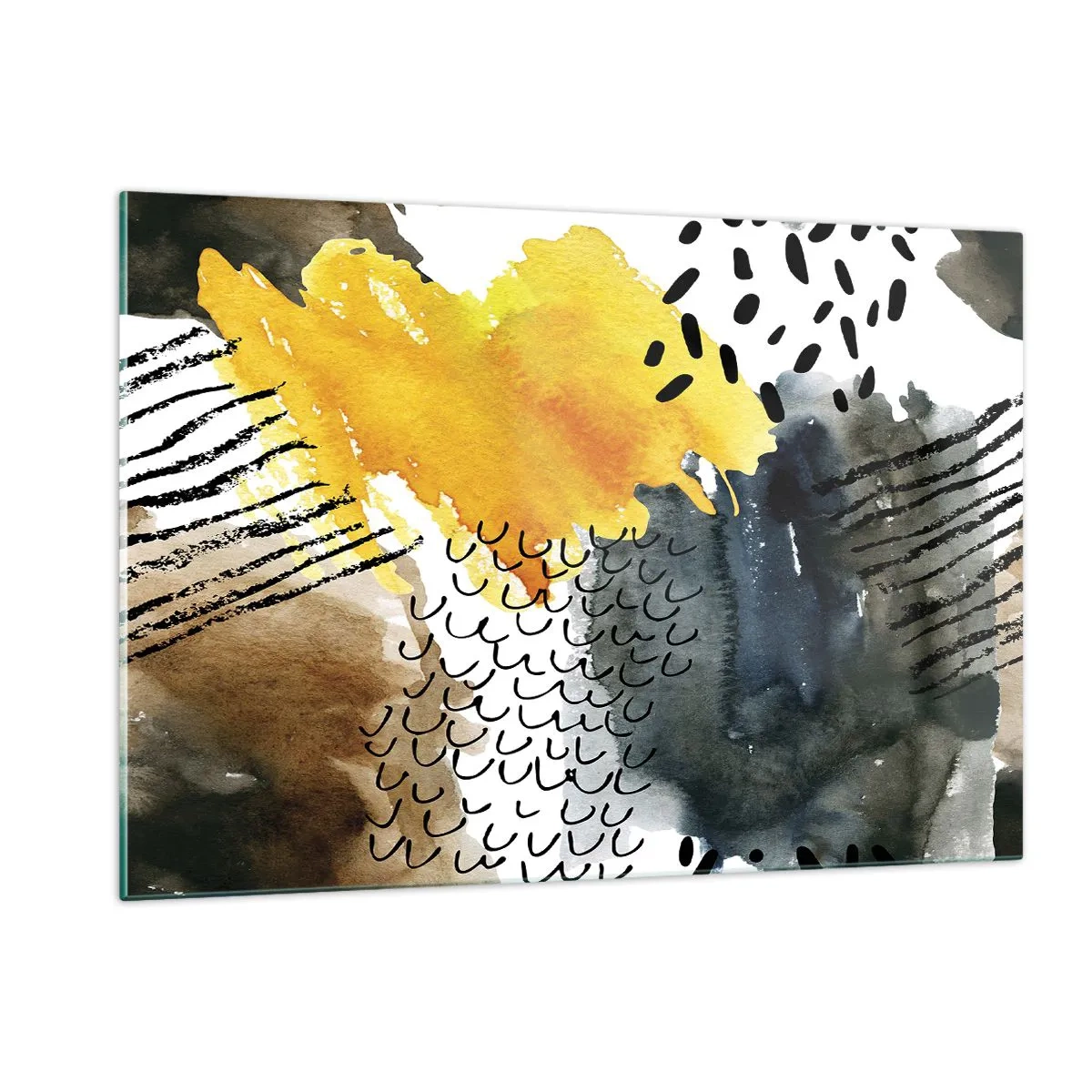 Glastavla - Bild på glas - Elementens möte - 120x80 cm