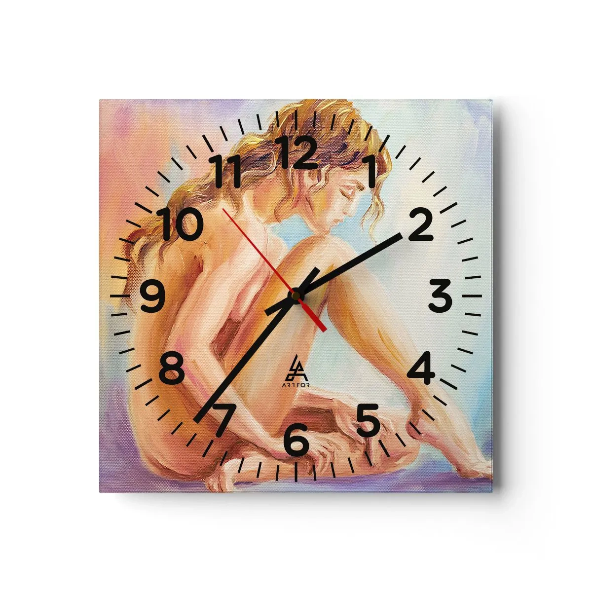 Väggklocka - Klocka på glas - Kärlekens akt - 30x30 cm
