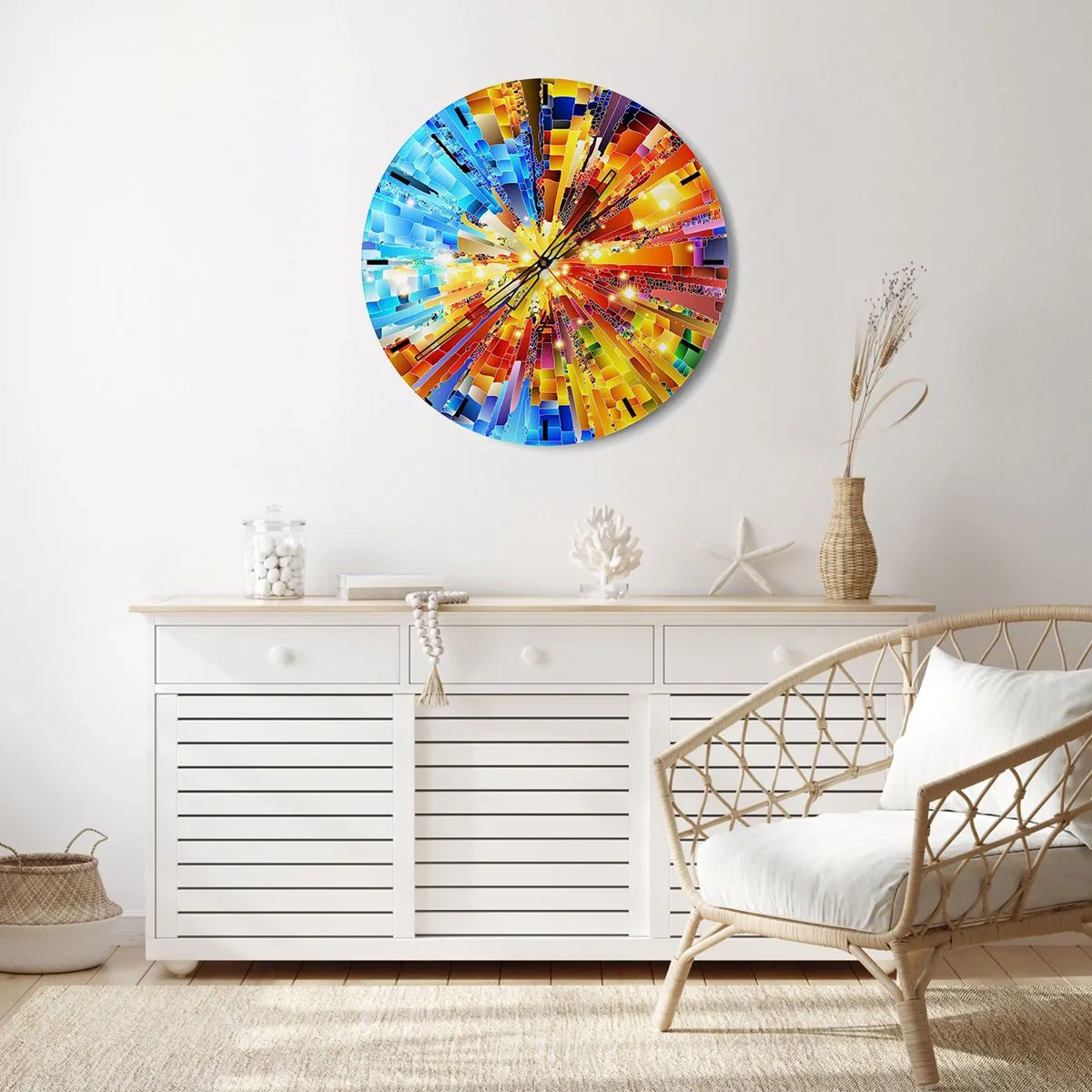 Väggklocka - Klocka på glas - In medias res - 40x40 cm
