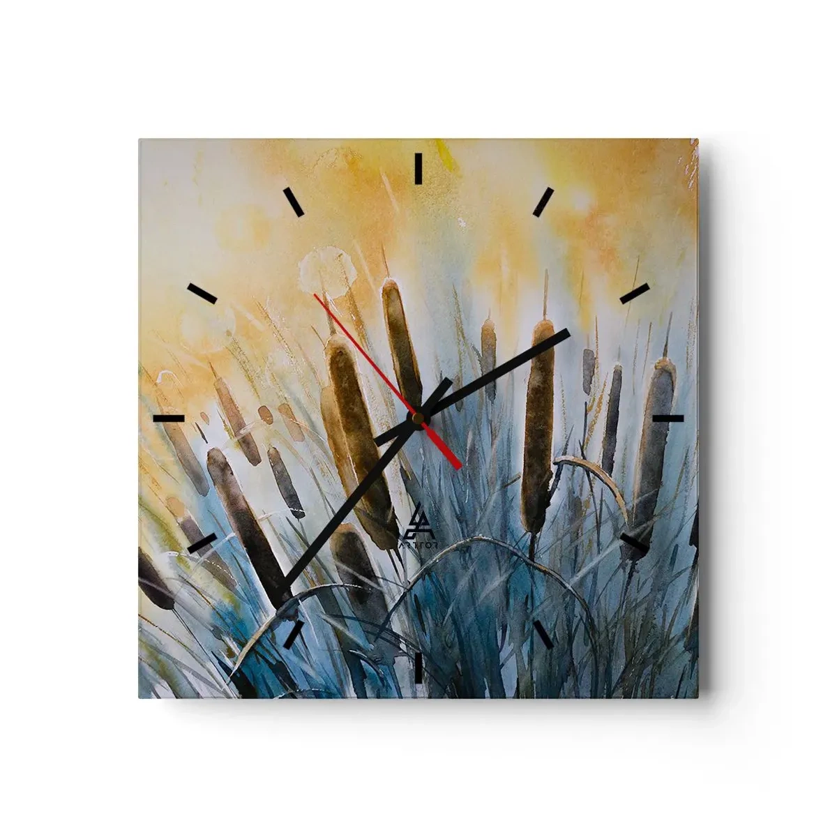 Väggklocka - Klocka på glas - Vattnets kyla, solens hetta - 30x30 cm
