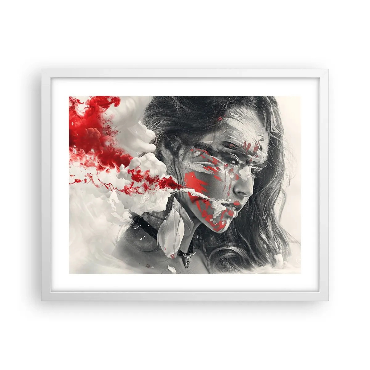 Affisch i vit ram - Röd-vit absurdhet - 50x40 cm