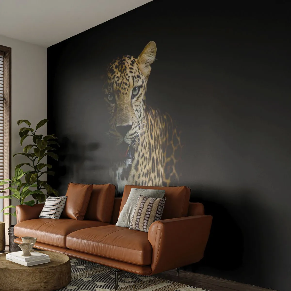 Självhäftande Fototapet Deluxe Sticker - Mörk skönhet - Djur, leopard, Vild katt - 250x175 cm