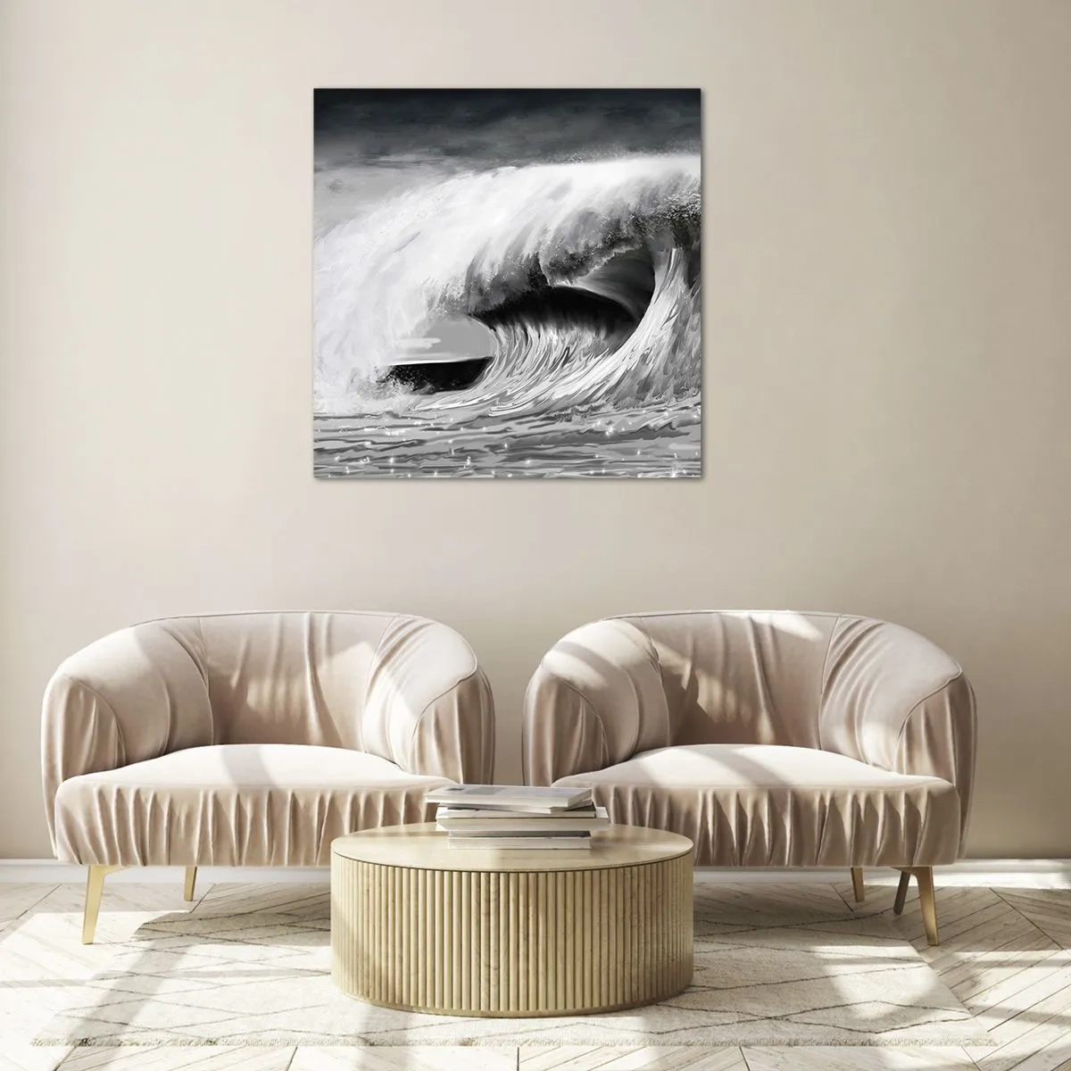 Glastavla - Bild på glas - Havets ilska - 70x70 cm