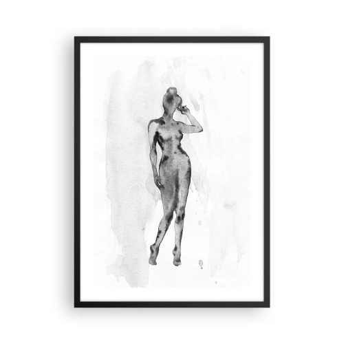 Affisch i svart ram - Silhuett av en kvinna i svartvit akvarellteknik - 50x70cm - En studie om kvinnlighetens perfektion - Modern väggdekoration för vardagsrum och sovrum ARTTOR